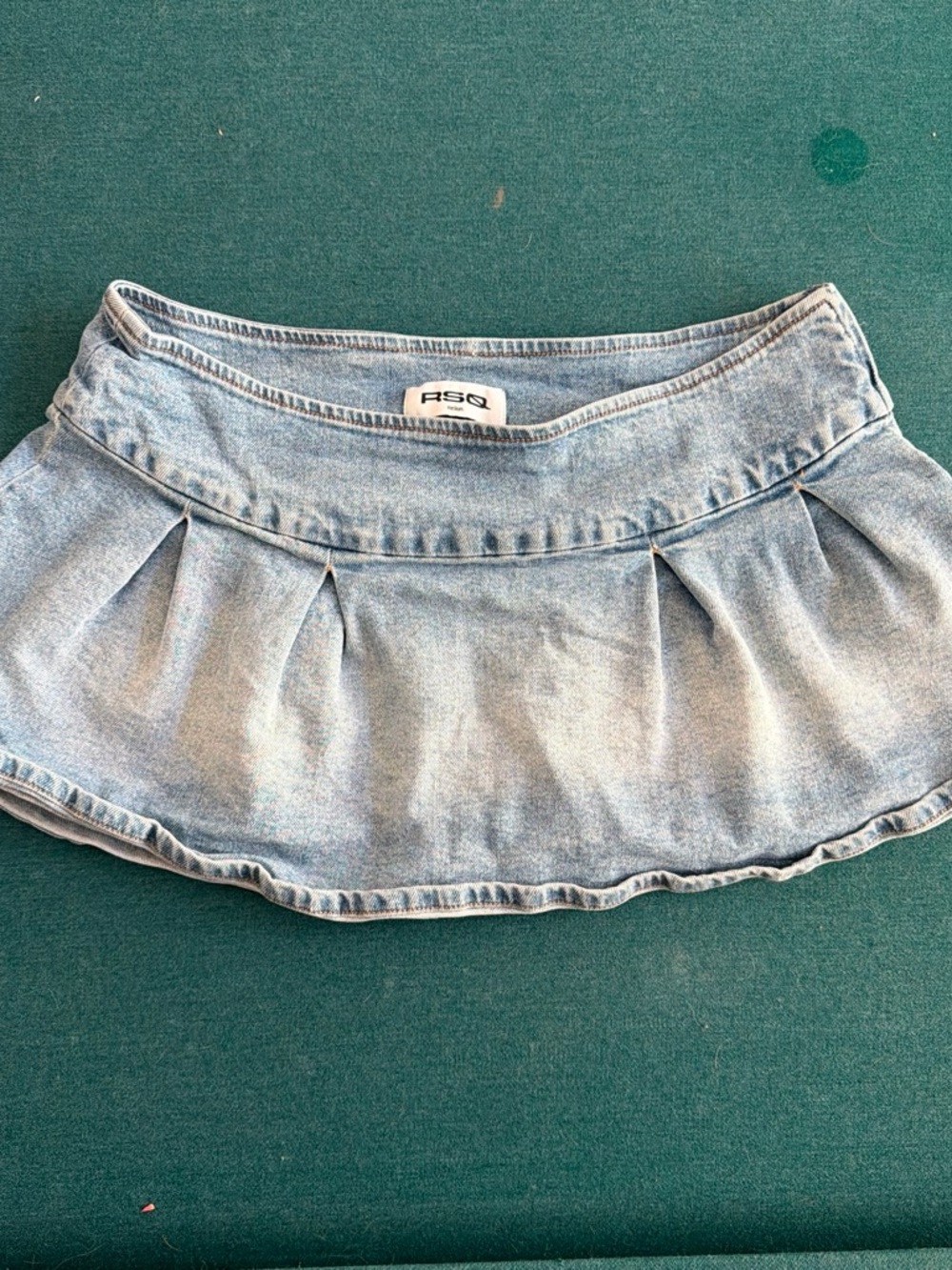 RSQ Light Wash Pleated Denim Mini Skirt - Blue